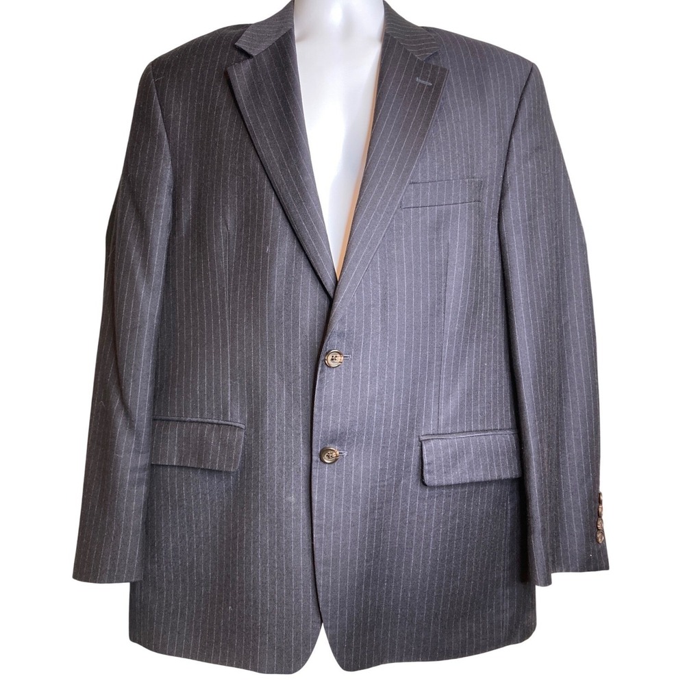 LAUREN RALPH LAUREN Mens Gray 100% Wool Pinstripe Suit Jacket 41R Classic Preppy